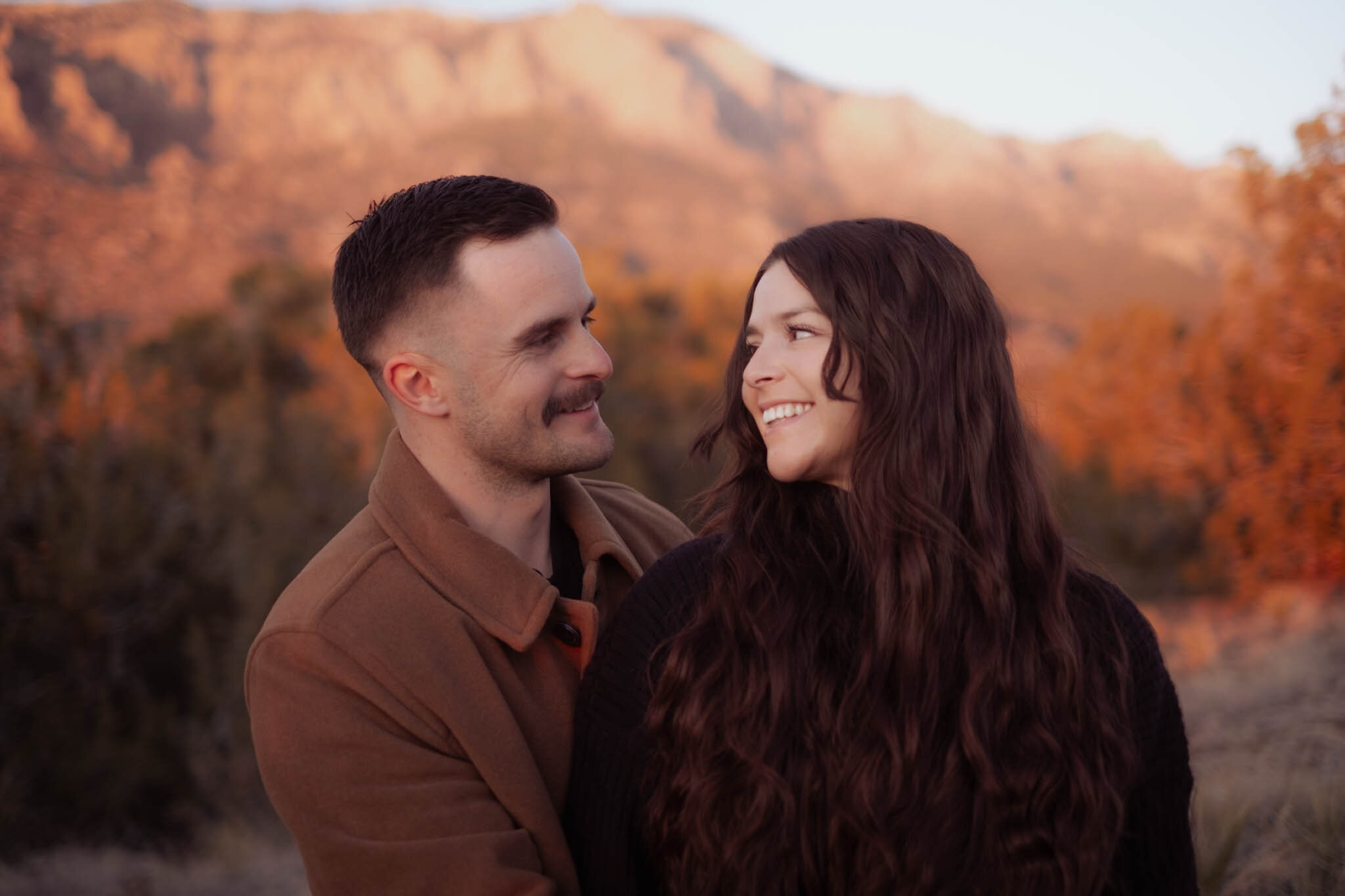 Couple at autumn sunset