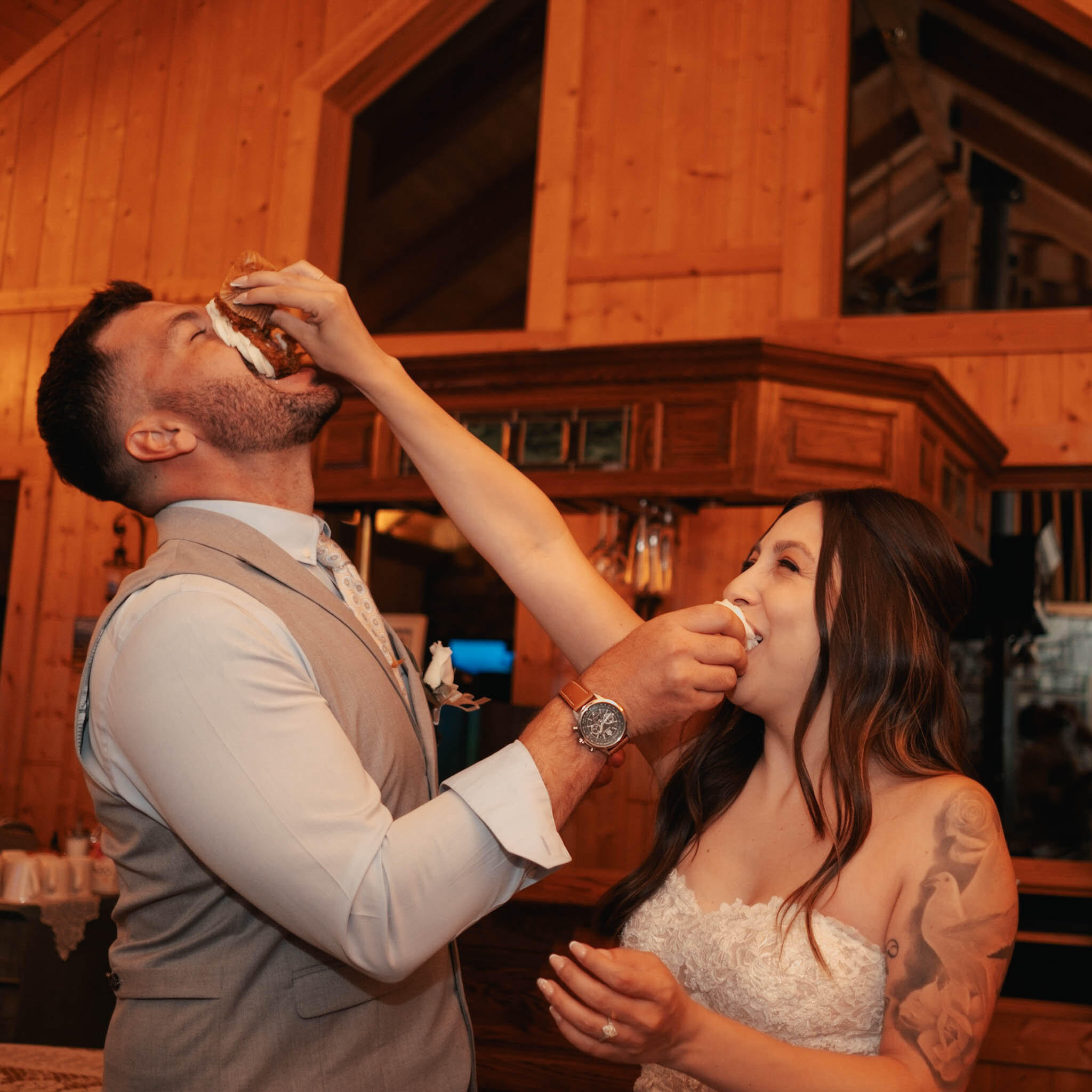 Couple celebrating indoors